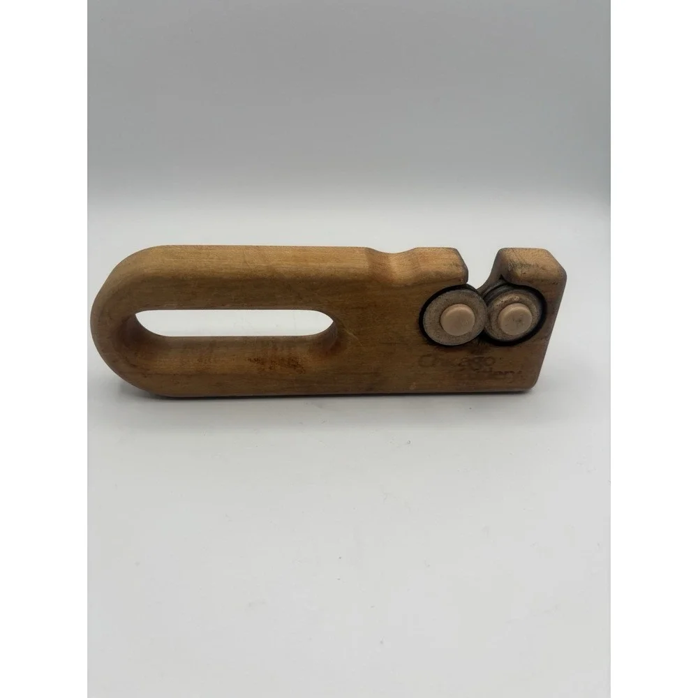 Rare Vintage Chicago Cutlery Wooden‎ Handheld Knife Sharpener